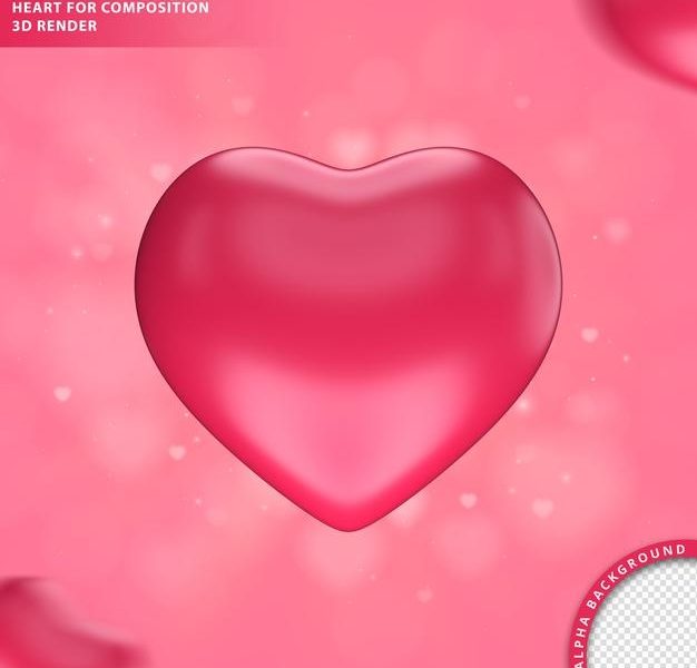 Pink heart for composition 3d render Free Psd