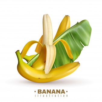 Realistic Banana With Editable Text Realistic Images Banana Fruits With Skin Leaves 1284 29397