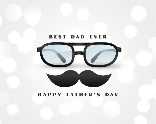 Realistic Happy Fathers Day Card White Bokeh Greeting Card 1017 32040