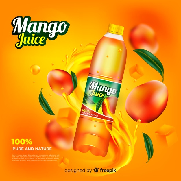Realistic Mango Juice Ad Template 52683 9093