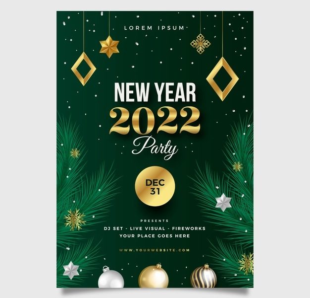Realistic new year party flyer template Free Vector Realistic new year party flyer template Free Vector