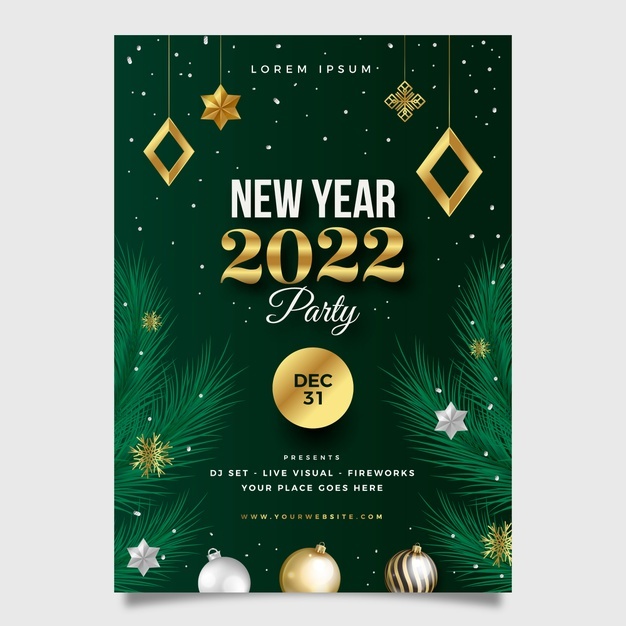 Realistic New Year Party Flyer Template 23 2149200699