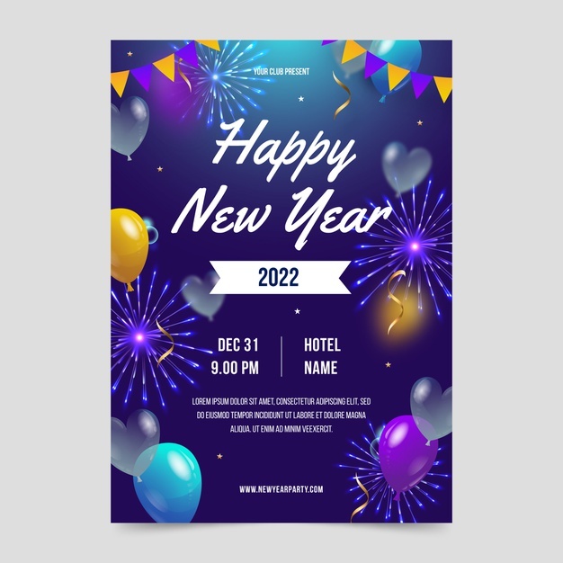 Realistic New Year Party Flyer Template 23 2149205665