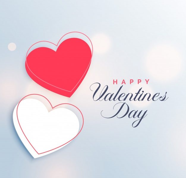 Red and white two hearts valentine’s day background Free Vector