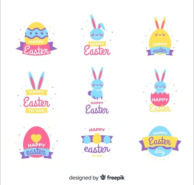 Simple easter day label collection Free Vector