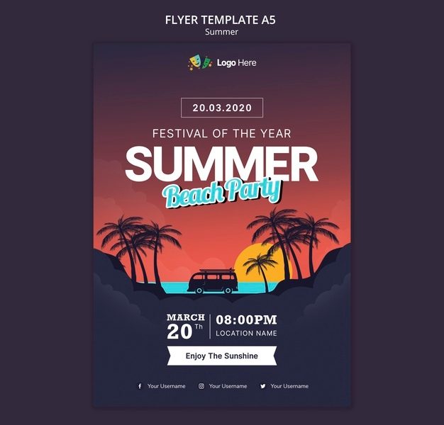 Summer party flyer template Free Psd Summer party flyer template Free Psd
