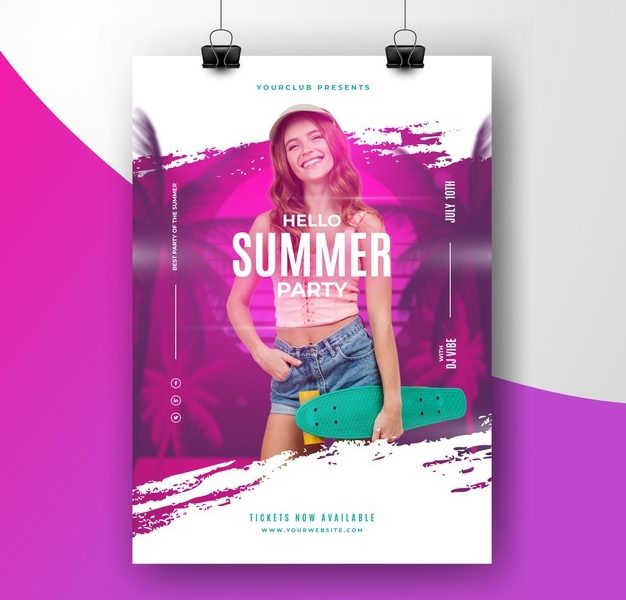 Summer party poster template Free Vector Summer party poster template Free Vector