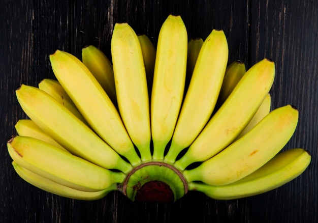 Top View Bunch Bananas Isolated Black Wood 141793 7454