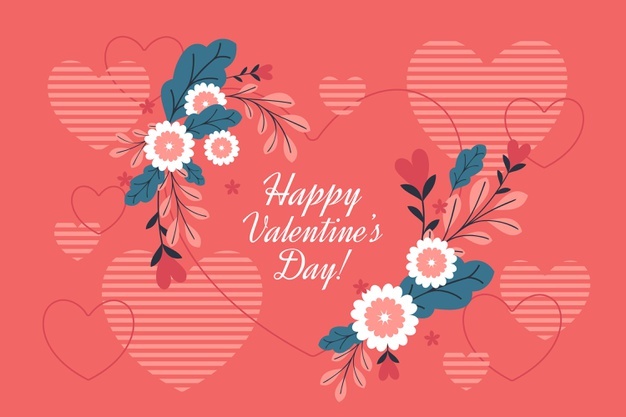 Valentine’s day background in flat design Free Vector