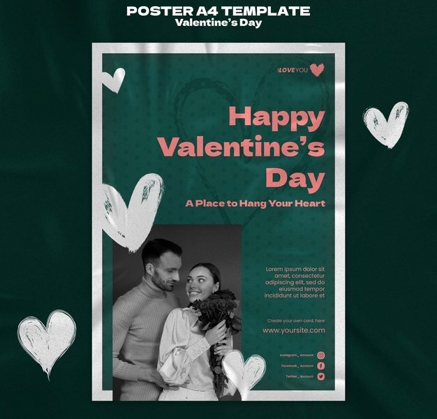 Valentine’s day celebration poster template Free Psd