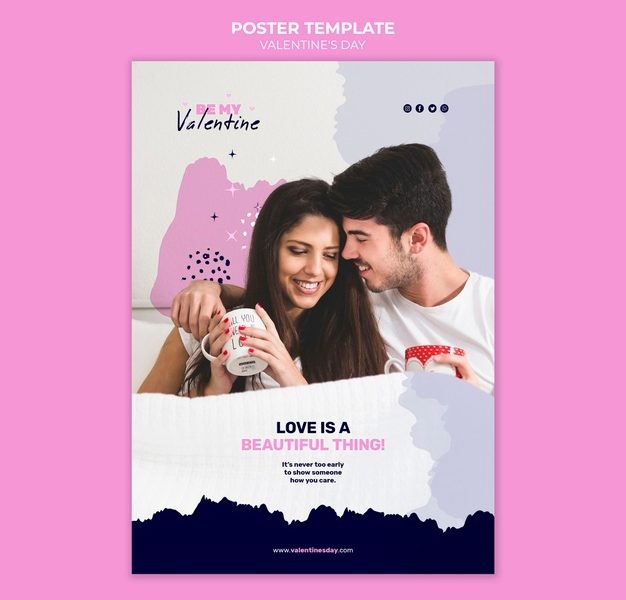 Valentine’s day vertical poster template Free Psd