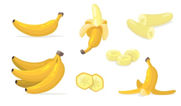 Various Banana Fruits Flat Icon Set Cartoon Exotic Natural Dessert Isolated Vector Illustration Collection 74855 8660