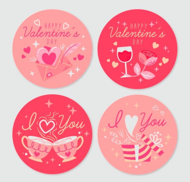 Vintage valentine’s day badges Free Vector