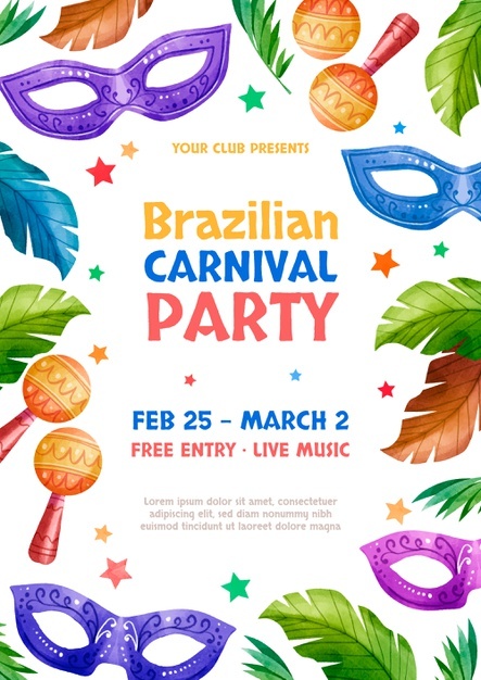 Watercolor Brazilian Carnival Vertical Flyer Template 52683 79509
