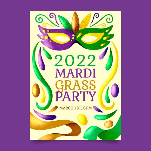 Watercolor Mardi Gras Vertical Flyer Template 23 2149216838