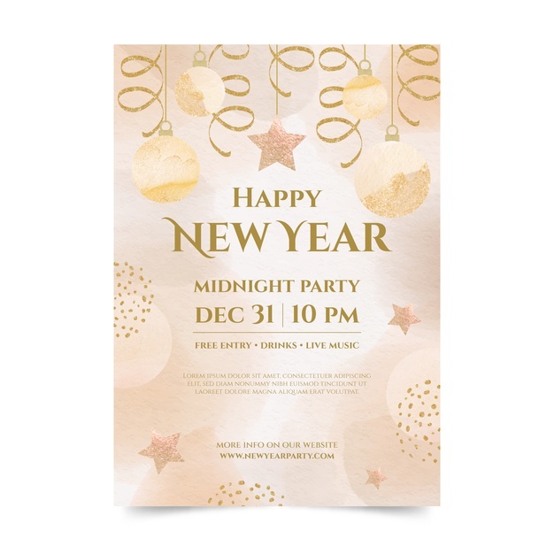Watercolor New Year Party Flyer Template 23 2149193664