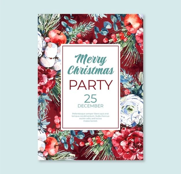 Watercolor new year party flyer template Free Vector