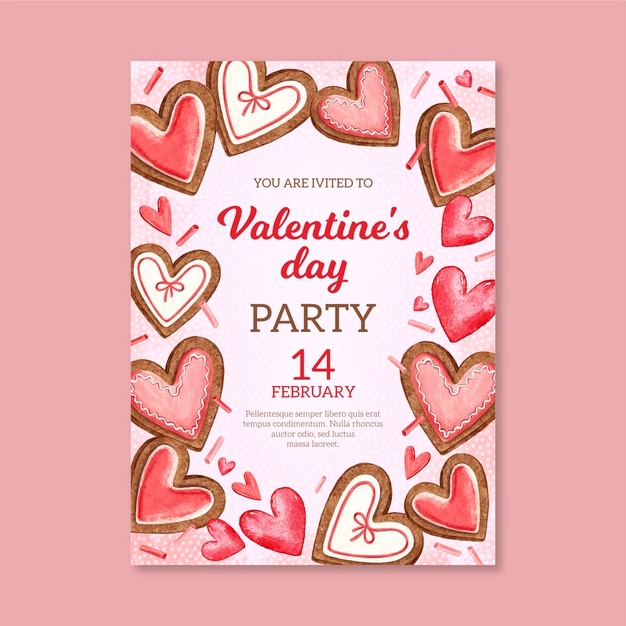 Watercolor Valentine S Day Party Flyer 52683 53280