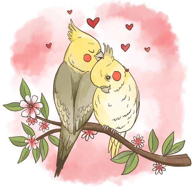 Watercolor valentines day animal couple Free Vector