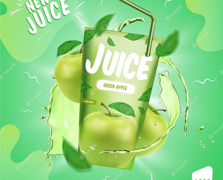 Green apple juice drink product ad Free Vector Green apple juice drink product ad Free Vector