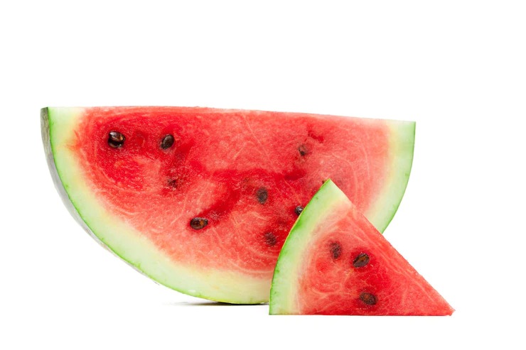 Slice of watermelon on white background Free Photo