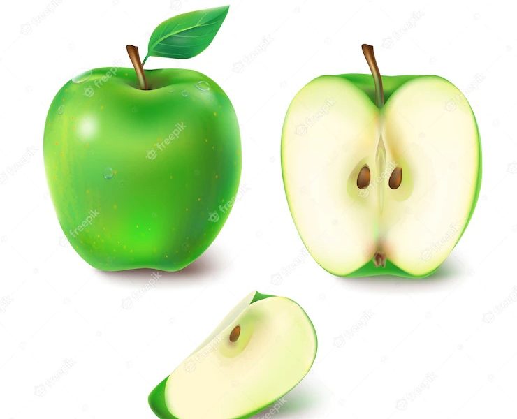 Vector illustration of a juicy green apple. Free Vector Vector illustration of a juicy green apple. Free Vector