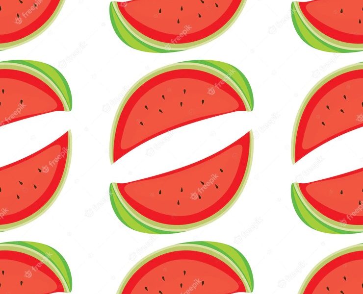 Seamless pattern tile cartoon with watermelon Free Vector