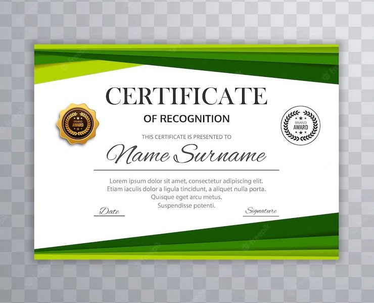 Certificate with green wave design elements vector Free Vector