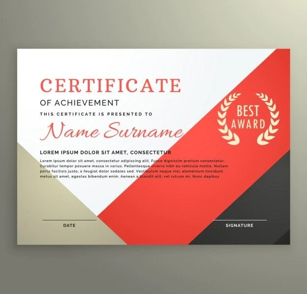 Nice certificate with geometric shapes Free Vector