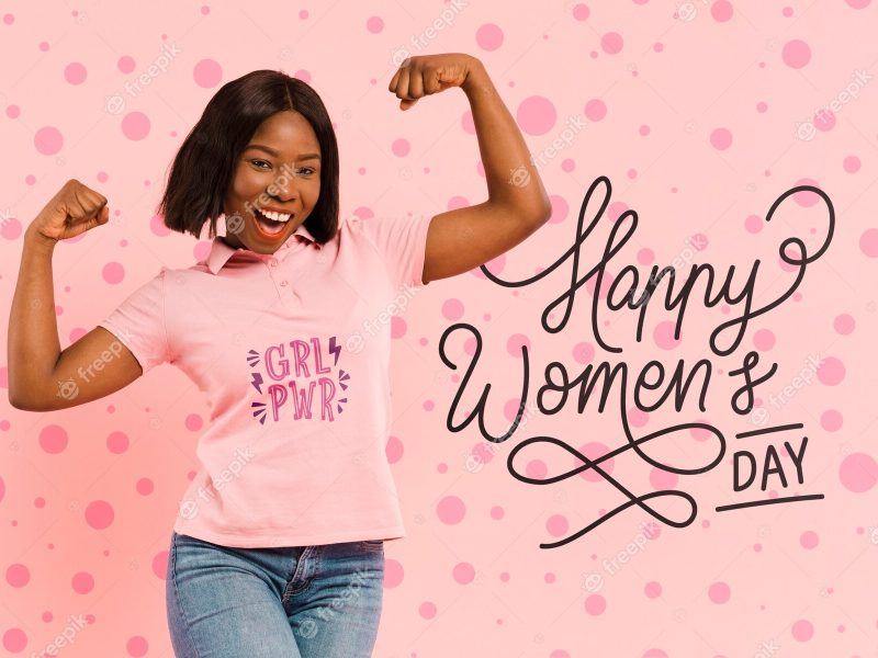 African black woman celebrating Woman’s Day – free PSD