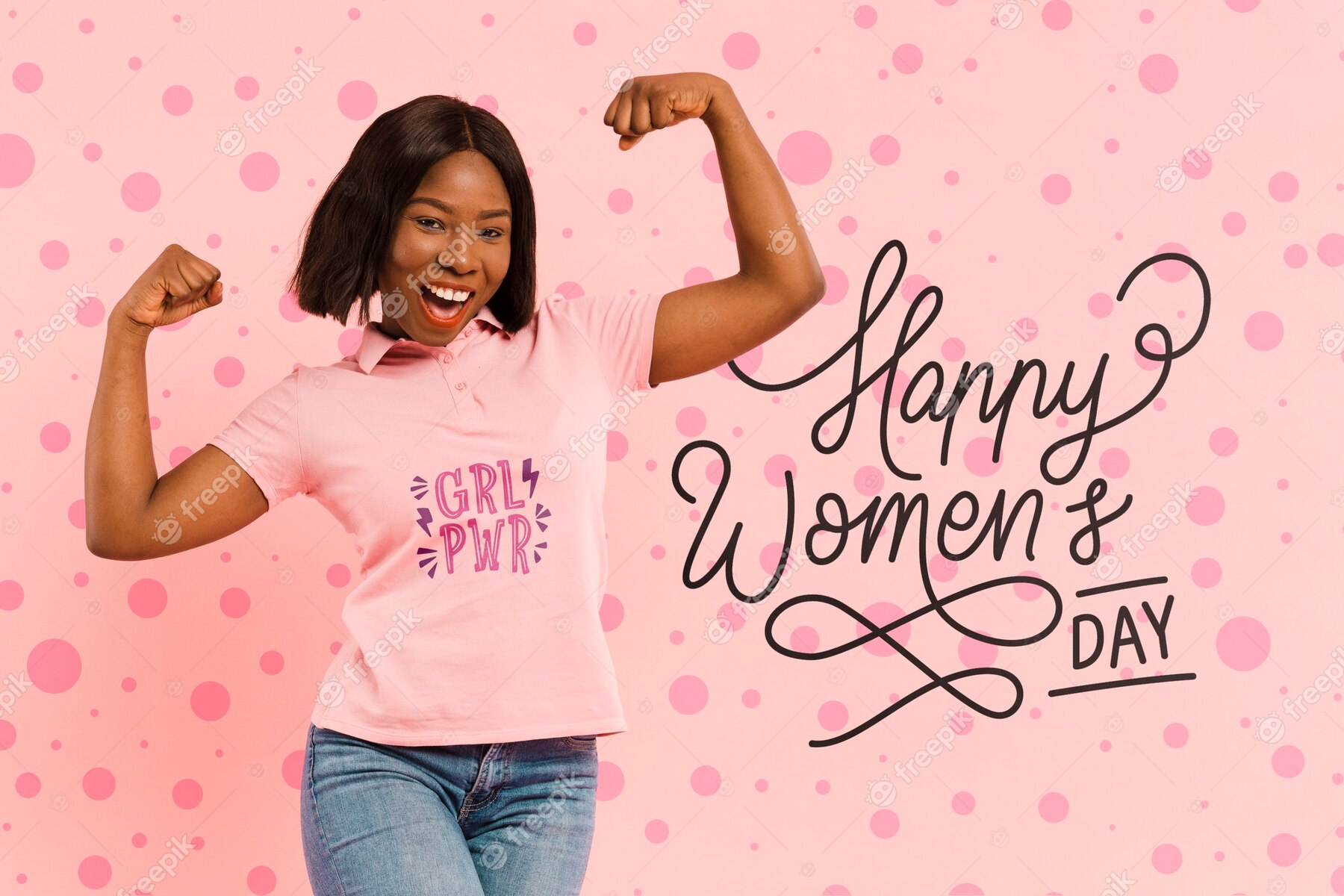 African Black Woman Celebrating Woman's Day Free Psd
