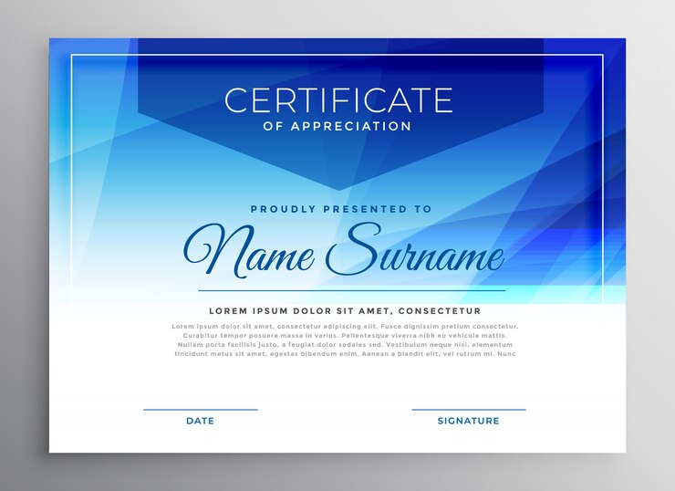 Abstract Blue Award Certificate Design Template 1017 15032