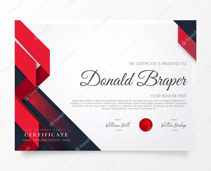 Abstract certificate of appreciation with modern shapes Free Vector