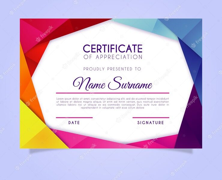 Abstract certificate template concept Free Vector