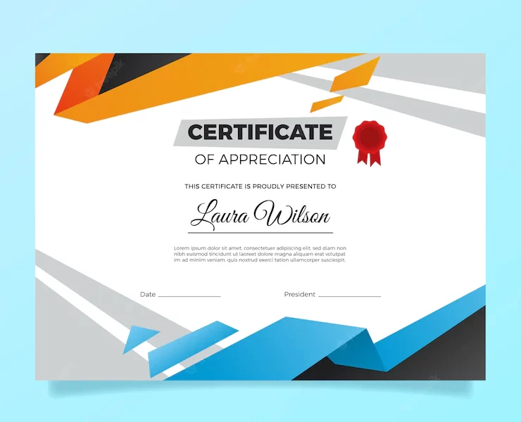 Abstract geometric certificate template Free Vector