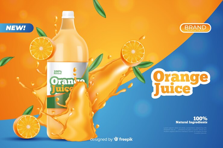 Ad template for natural juice Free Vector