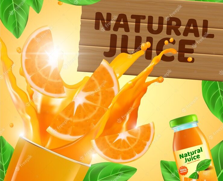 Ad template for natural juice Free Vector