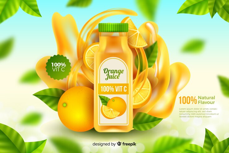 Ad template for natural juice Free Vector