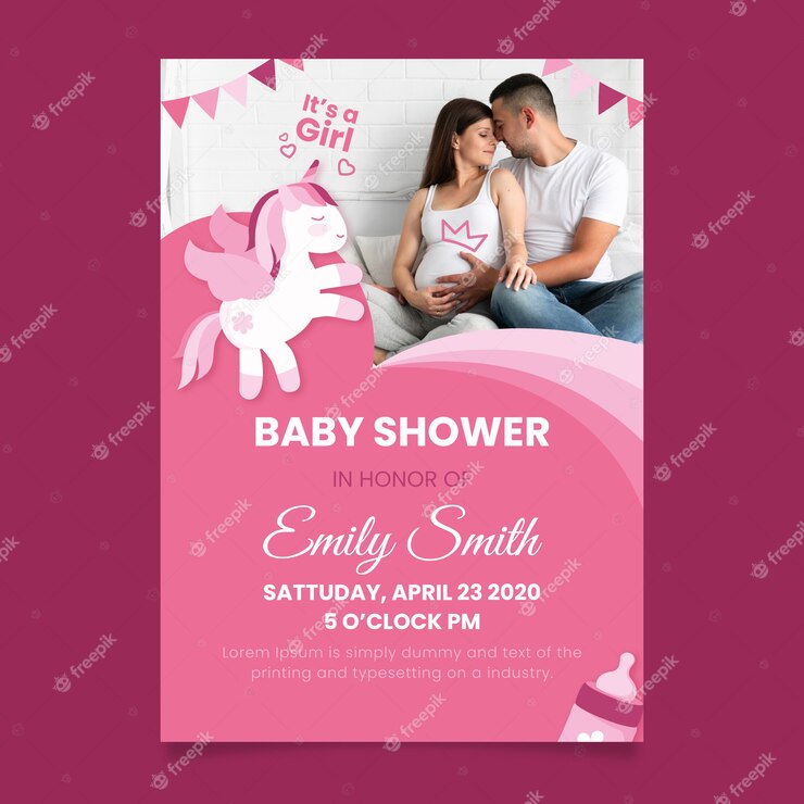 Baby Girl Shower Invitation Template With Photo 23 2148472938