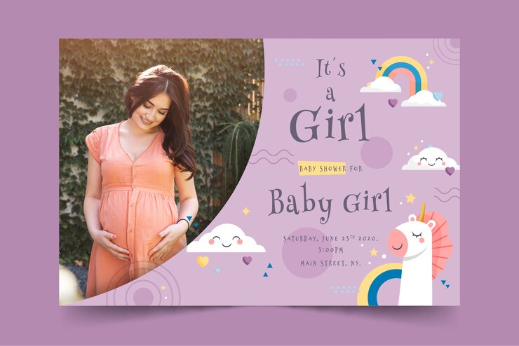 Baby Shower Card Girl With Photo 23 2148482222