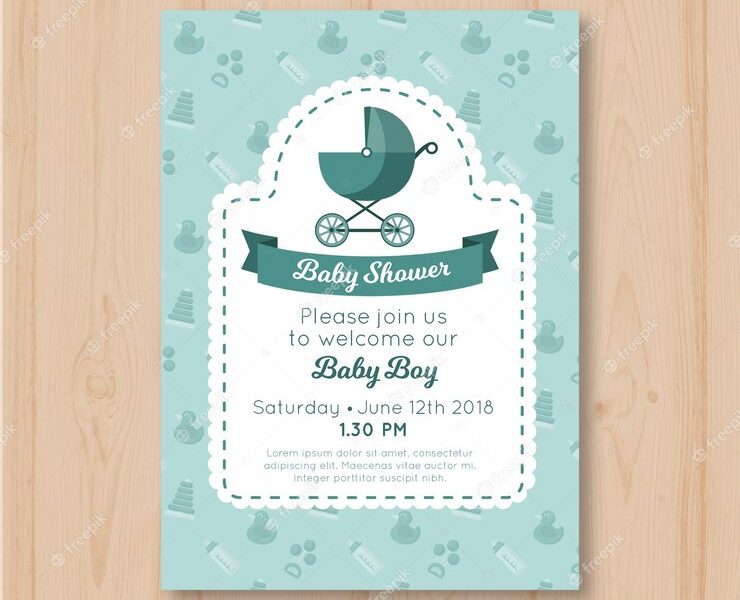 Baby shower card invitation Free Vector