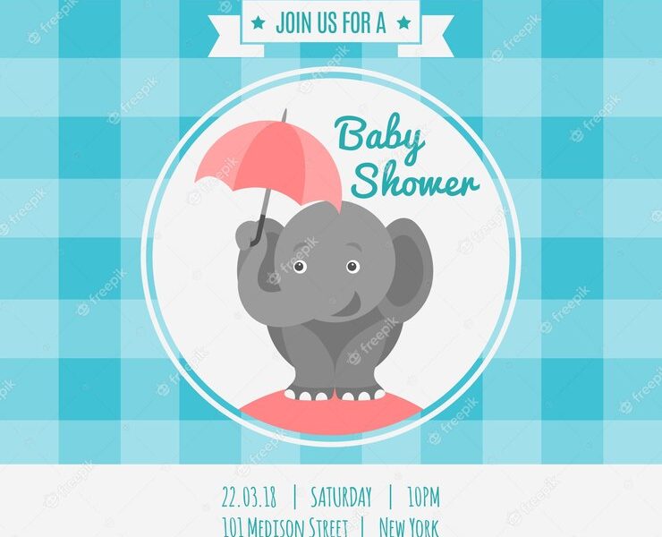 Baby shower card invitation Free Vector