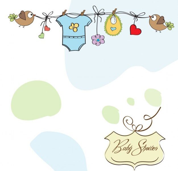 Baby shower card template Free Vector