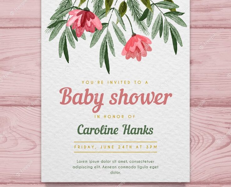 Baby shower card in watercolor style Free Vector