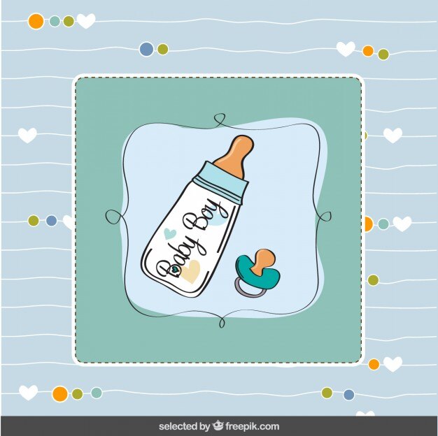 Baby Shower Card With Baby Bottle 1020 32