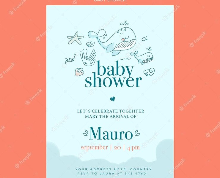 Baby shower celebration poster template Free Psd