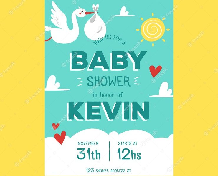 Baby shower concept for invitation template Free Vector