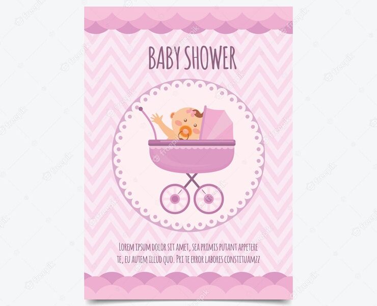 Baby shower invitation in flat style Free Vector