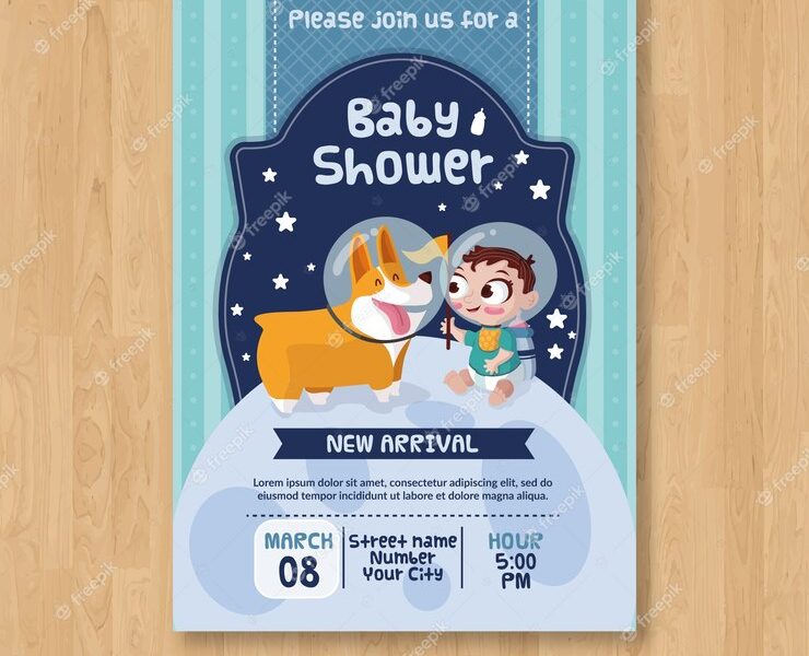 Baby shower invitation in flat style Free Vector