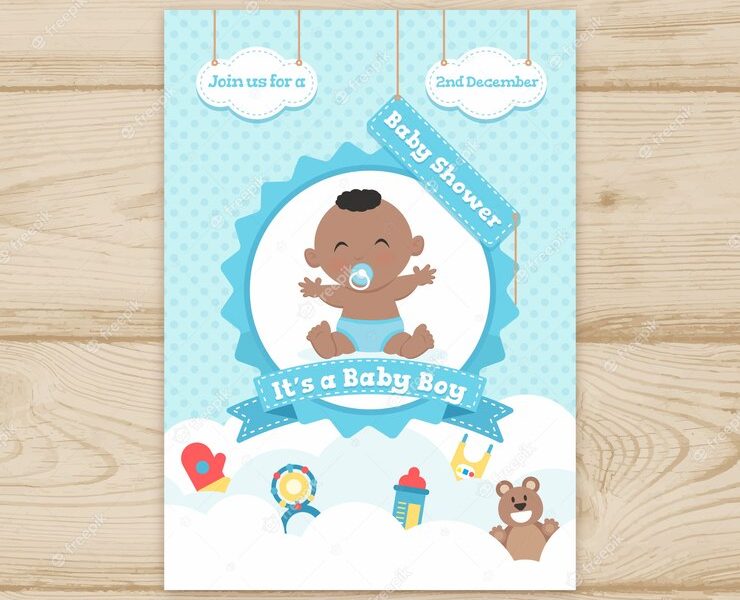 Baby shower invitation in flat style Free Vector